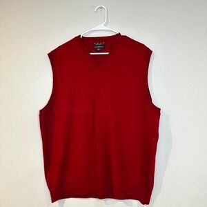 Men's 100% Marino wool red sweater vest in a men's size extra large.